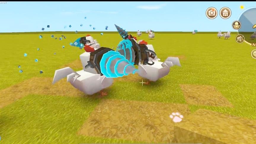 迷你世界:发现了一个好玩的地图，小鸡可以拿钻头挖矿。