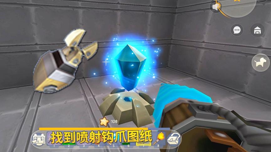 迷你世界196：我在萌眼星，找到1个新玛雅遗迹，获得喷射钩爪图纸