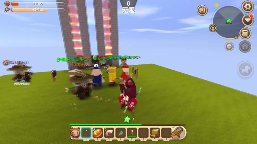 迷你世界之西游记3：师徒3人闯蟠桃园，被天兵用战斧砍下虚空