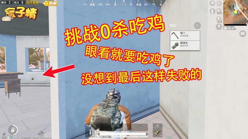 和平精英：挑战0杀吃鸡，眼看就要吃鸡了，没想到最后这样失败的