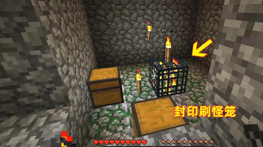 我的世界第9期！我在刷怪笼旁边插满火把，终于把它封印起来