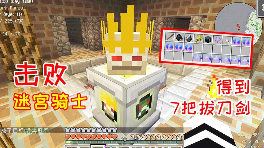 小毅拔刀剑72：1v7击败迷宫骑士，得到了7把拔刀剑！