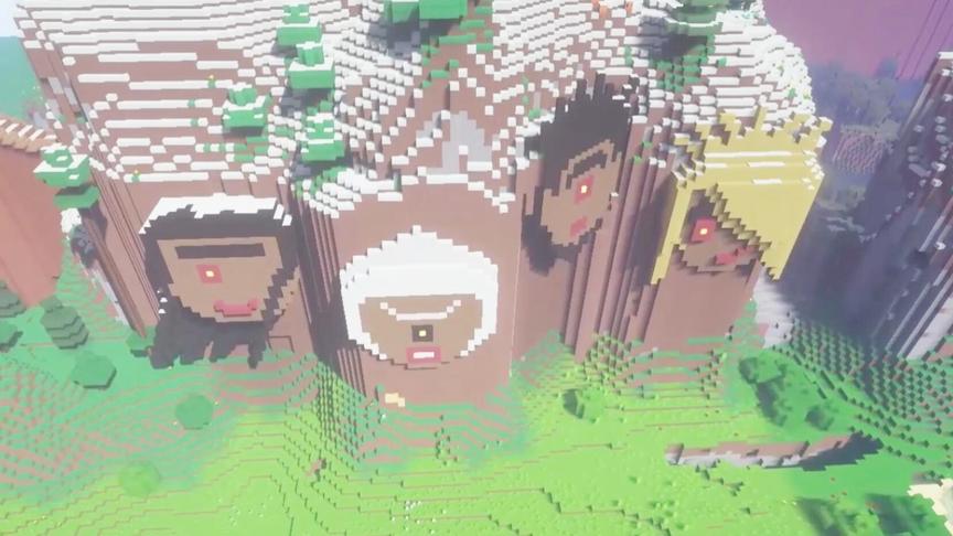 我的世界45 表妹建造卡通版的火影岩 做完后直接被吴宝宝吐槽