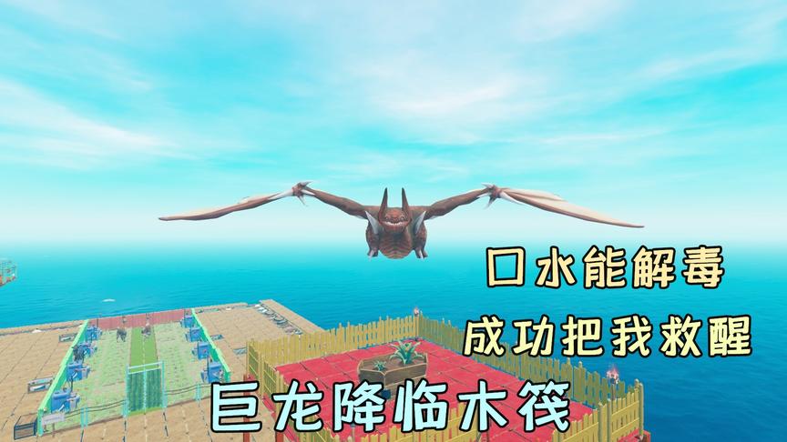 木筏求生81：远古巨龙降临木筏？口水能解毒，成功把我救醒！