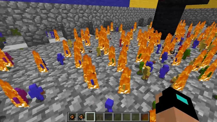 我的世界生物大乱斗13：迷你粘土人火焰弹大战