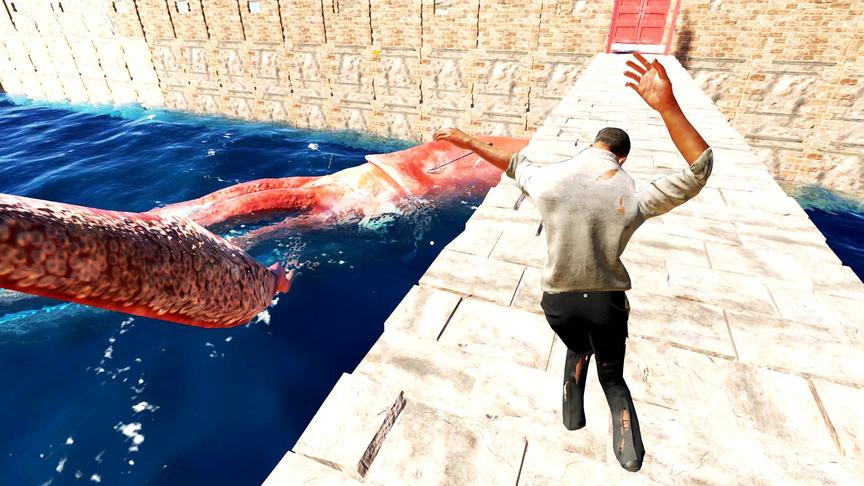 荒岛求生62：大王乌贼超级进化，增大3倍，被它一鞭子抽晕！