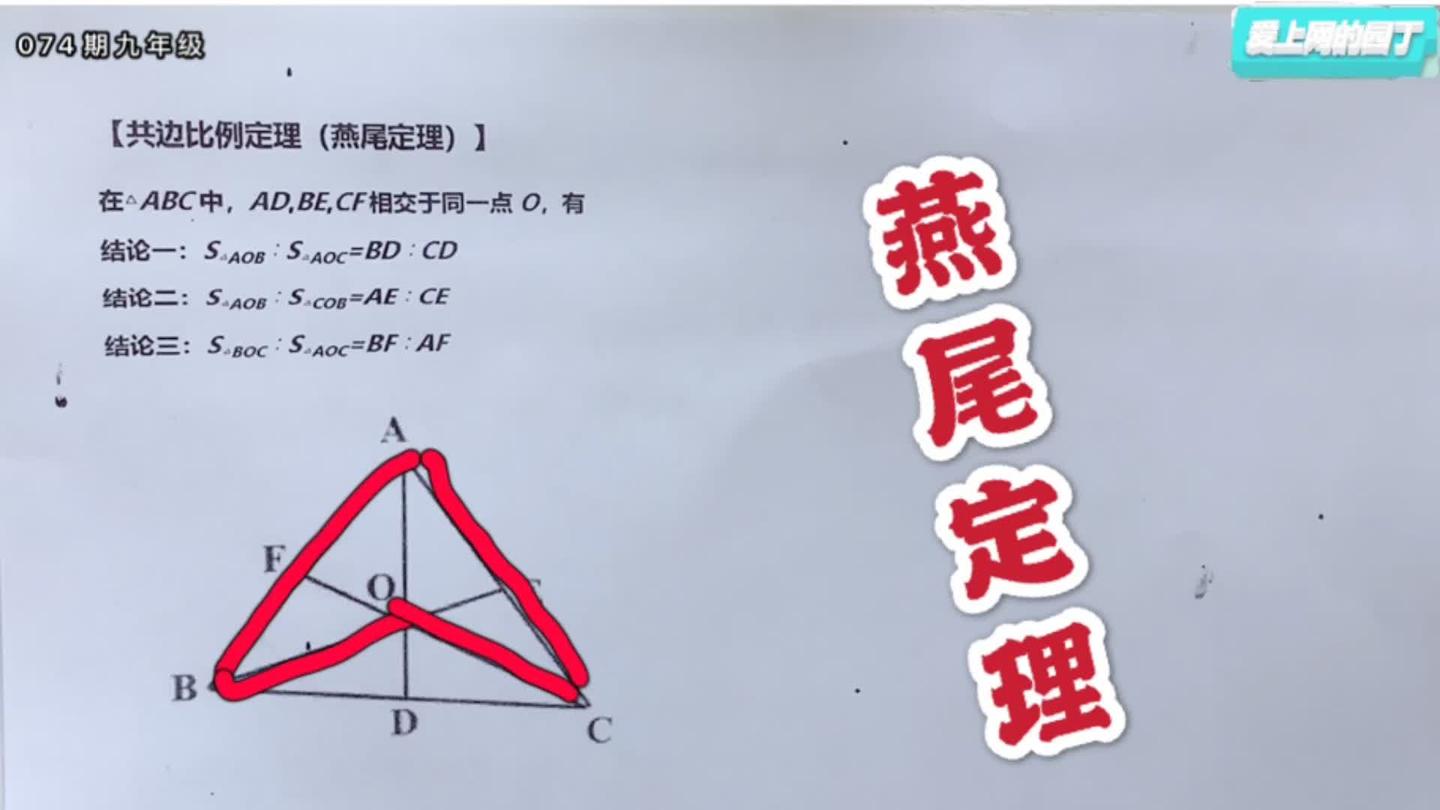 初中数学 燕尾定理 面积比线段比 傻傻分不清楚 西瓜视频