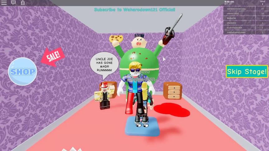 roblox 虚拟世界 “逃离叔叔家”：叔叔左手电锯右手披萨来抓我！