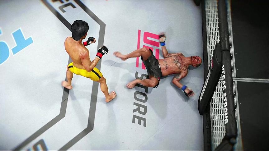 UFC3 拳击比赛 李小龙闪亮登场 拳脚速度极快 展现截拳道和咏春拳