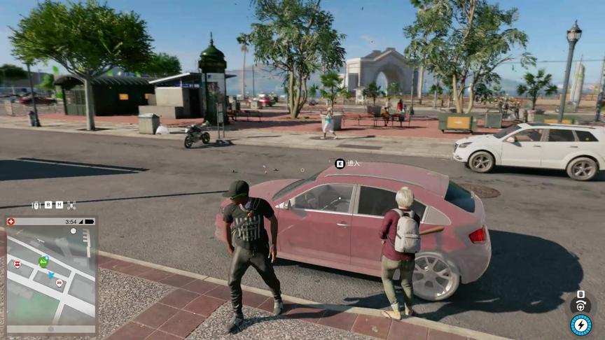 看门狗2：进入游戏后看见了一个小姐姐 拿着棍子砸自己的爱车